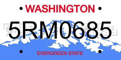 5RM0685 Washington License Plate