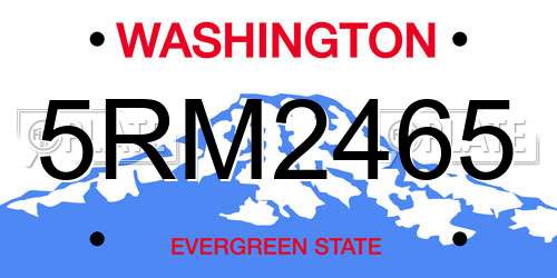 5RM2465 Washington License Plate