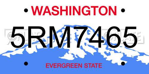 5RM7465 Washington License Plate