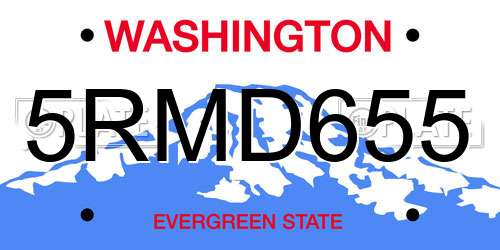 5RMD655 Washington License Plate