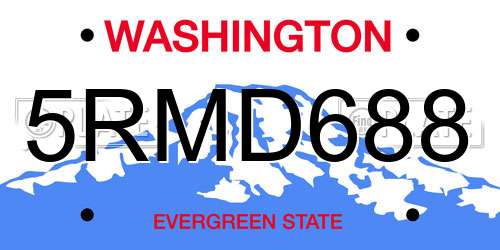 5RMD688 Washington License Plate