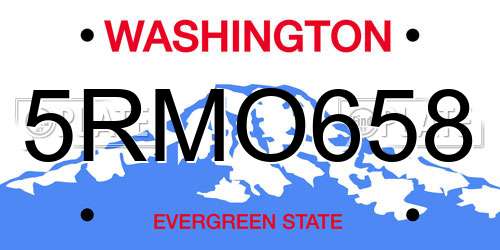 5RMO658 Washington License Plate