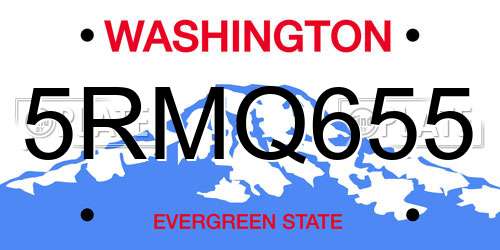 5RMQ655 Washington License Plate