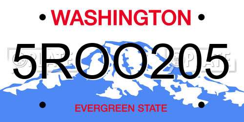 5ROO205 Washington License Plate