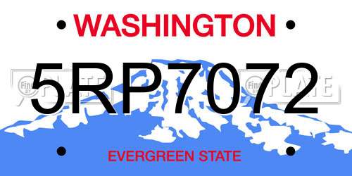 5RP7072 Washington License Plate