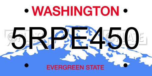5RPE450 Washington License Plate