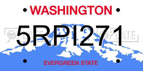 5RPI271 Washington License Plate