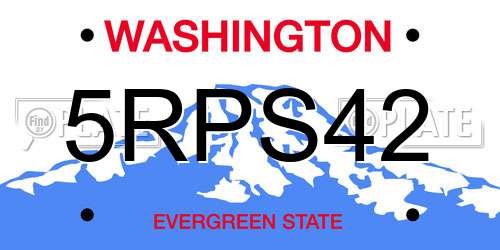 5RPS42 Washington License Plate