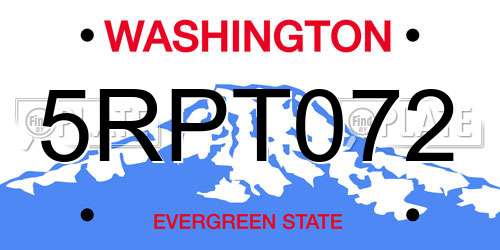 5RPT072 Washington License Plate