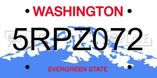 5RPZ072 Washington License Plate