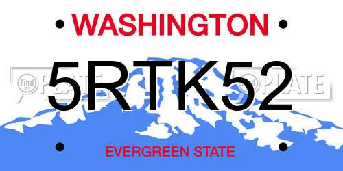 5RTK52 Washington License Plate