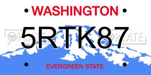 5RTK87 Washington License Plate