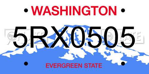 5RX0505 Washington License Plate