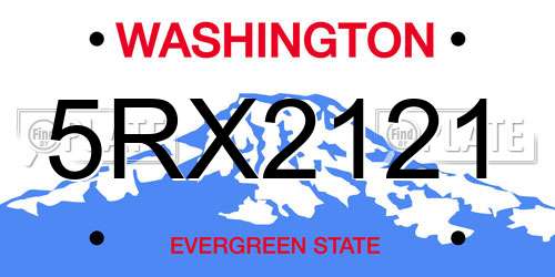 5RX2121 Washington License Plate