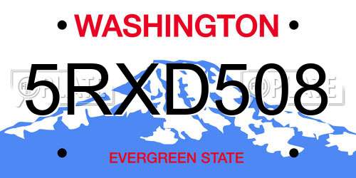 5RXD508 Washington License Plate