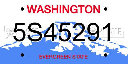 5S45291 Washington License Plate