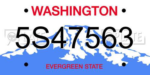 5S47563 Washington License Plate