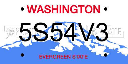 5S54V3 Washington License Plate