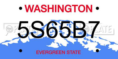 5S65B7 Washington License Plate