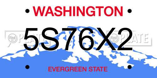 5S76X2 Washington License Plate