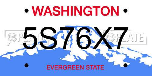 5S76X7 Washington License Plate