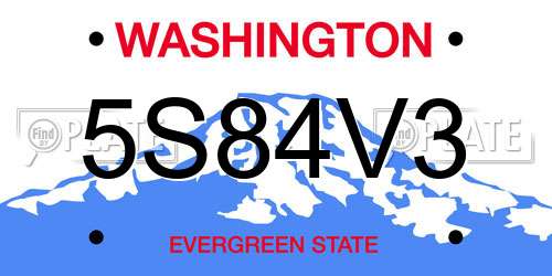 5S84V3 Washington License Plate