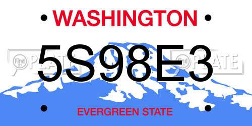 5S98E3 Washington License Plate
