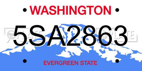 5SA2863 Washington License Plate