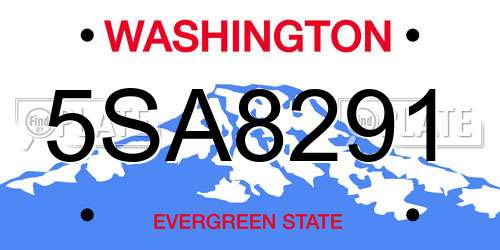 5SA8291 Washington License Plate