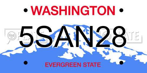 5SAN28 Washington License Plate