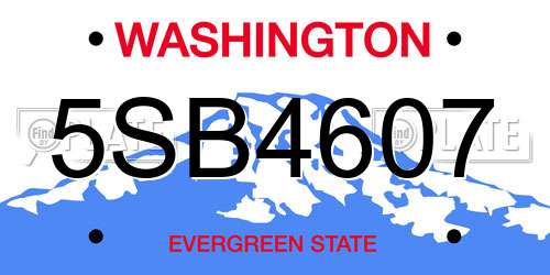5SB4607 Washington License Plate