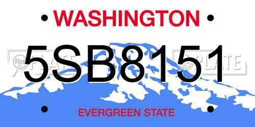 5SB8151 Washington License Plate