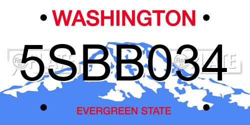 5SBB034 Washington License Plate