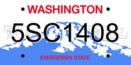 5SC1408 Washington License Plate