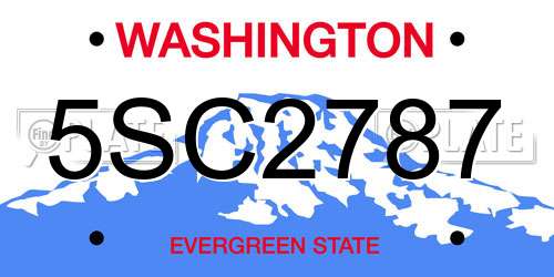5SC2787 Washington License Plate