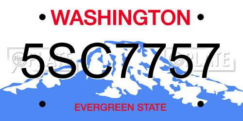 5SC7757 Washington License Plate