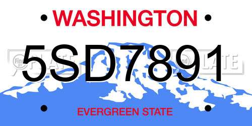 5SD7891 Washington License Plate