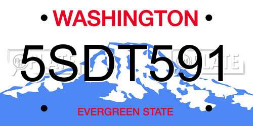 5SDT591 Washington License Plate