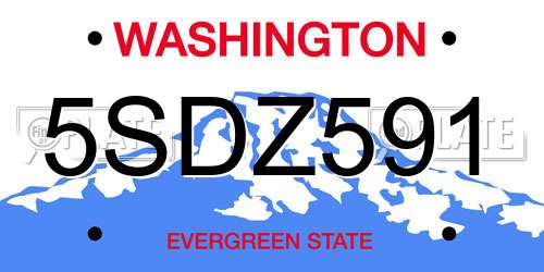 5SDZ591 Washington License Plate
