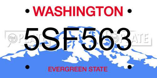 5SF563 Washington License Plate