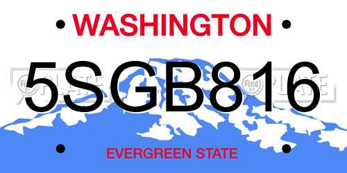 5SGB816 Washington License Plate