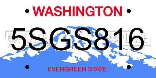 5SGS816 Washington License Plate