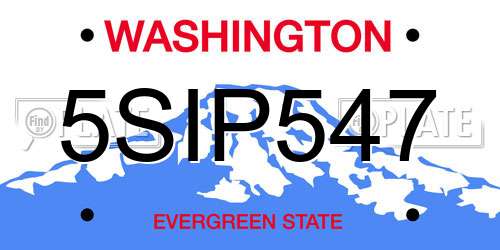 5SIP547 Washington License Plate