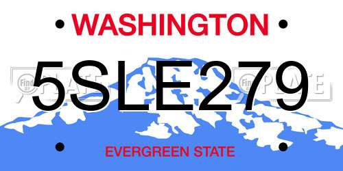 5SLE279 Washington License Plate