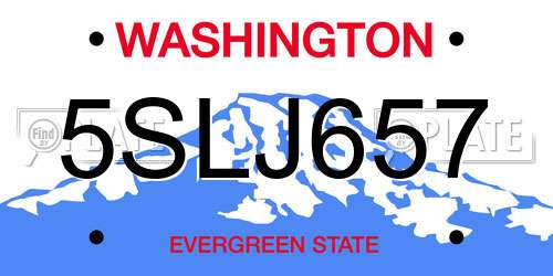 5SLJ657 Washington License Plate