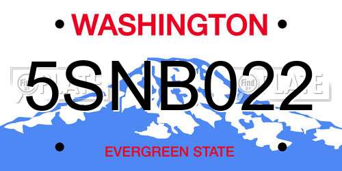 5SNB022 Washington License Plate