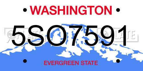 5SO7591 Washington License Plate