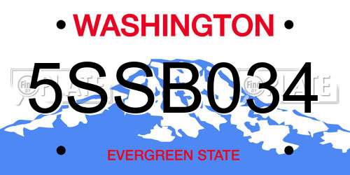 5SSB034 Washington License Plate
