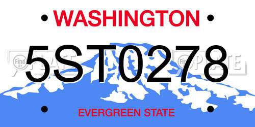 5ST0278 Washington License Plate