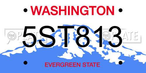 5ST813 Washington License Plate